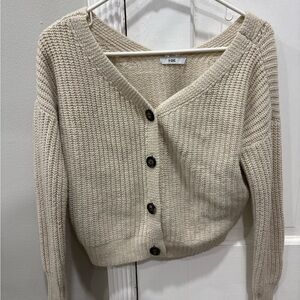 Chic Cream Button-Up Cardigan